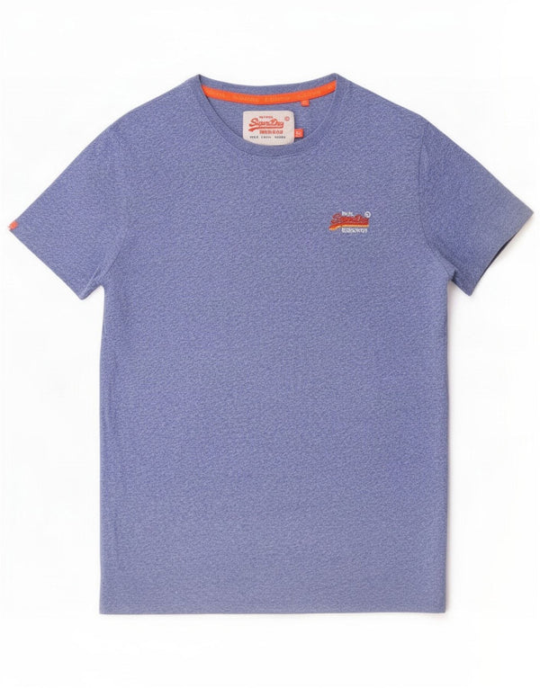 Superdry Mens T-Shirt Top Small Blue Flecked Cotton