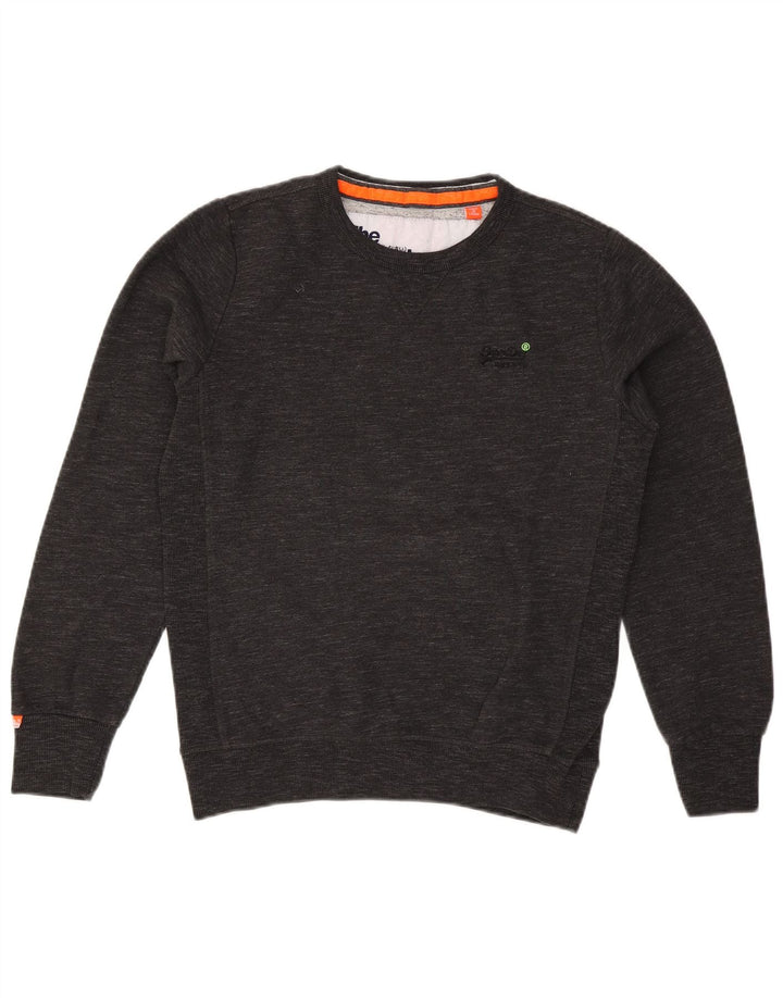 Superdry Hombre Sudadera Jumper De Algodón Moteado Gris Medio