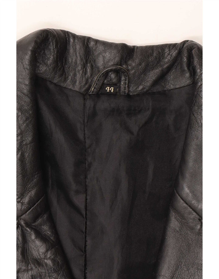 Vintage mujer abrigo de cuero de gran tamaño IT 44 Medio Negro