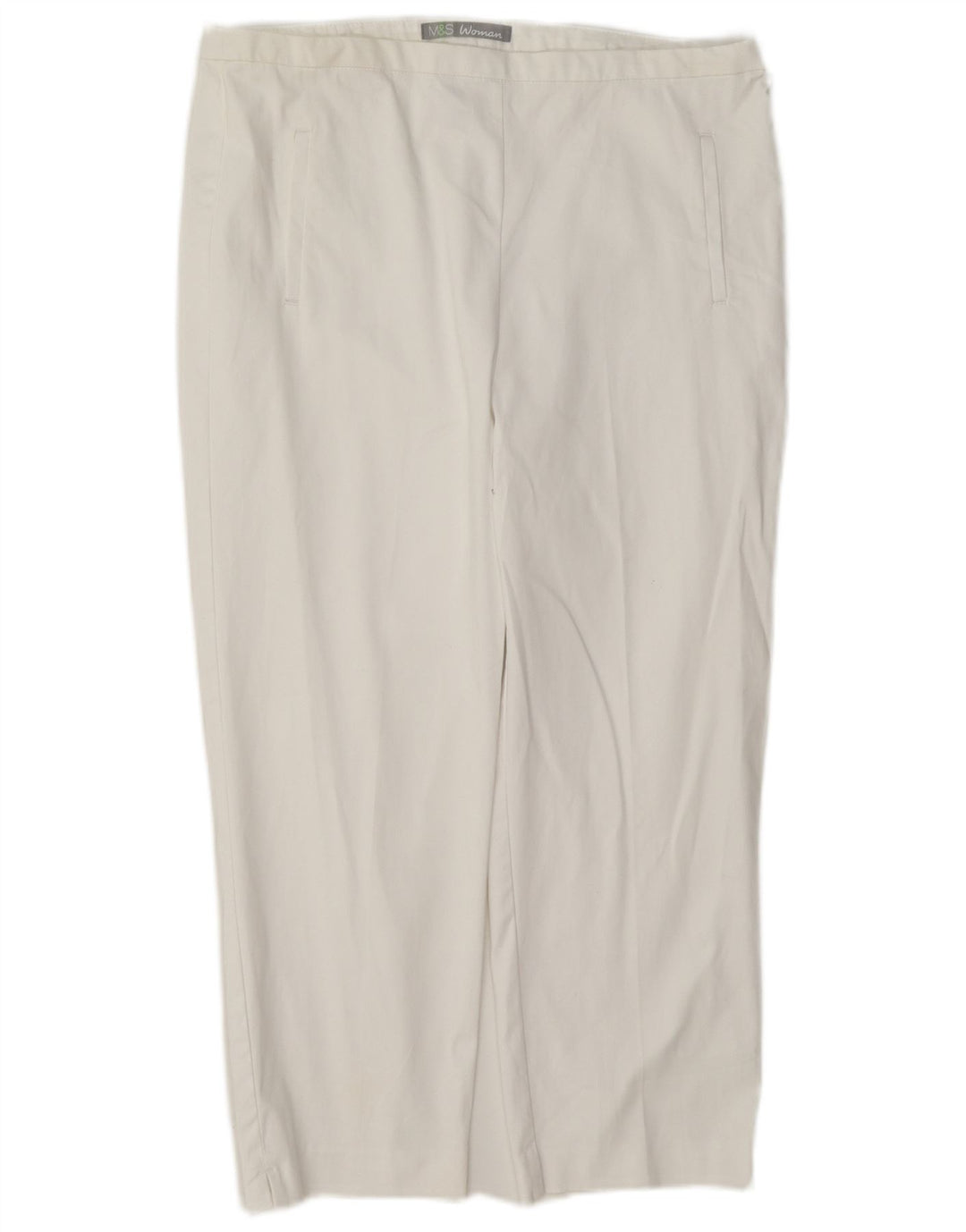 Marks & Spencer Pantalones Capri para Mujer UK 12 Medium W30 L21 Algodón Blanco