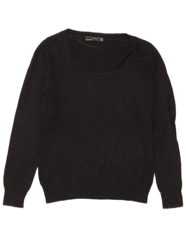 Zara - Jersey con cuello barco para mujer, talla 40, color negro