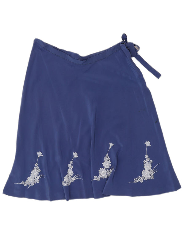 Vintage mujer A-Line falda W26 pequeño azul floral