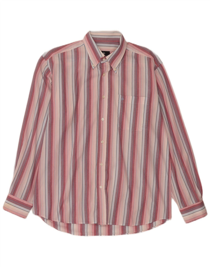 Camisa Roccobarocco para hombre talla 41 16 algodón a rayas rosa grande