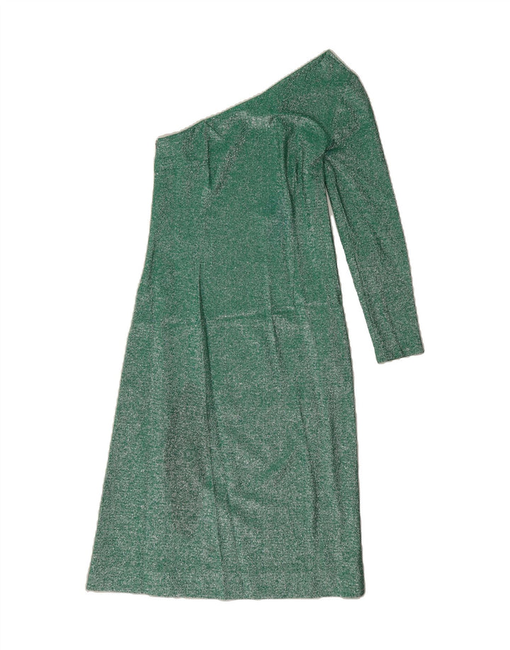 VINTAGE Womens One Shoulder Dress UK 8 Small Green Vintage Vintage and Second-Hand Vintage from Messina Hembry 