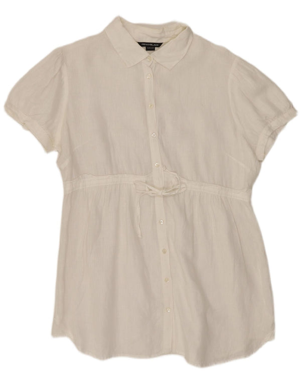 Penny Black Blusa de manga corta para mujer UK 40 XL Lino blanco
