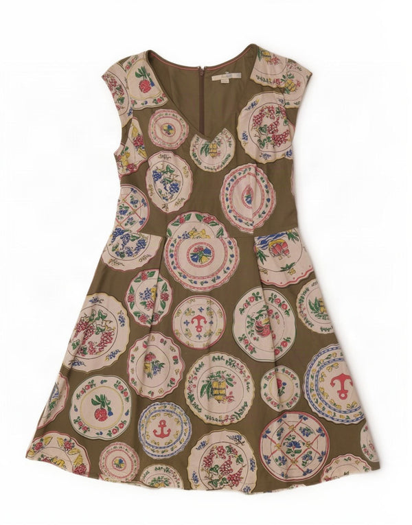 Boden Vestido acampanado gráfico para mujer UK 44 Algodón floral verde grande