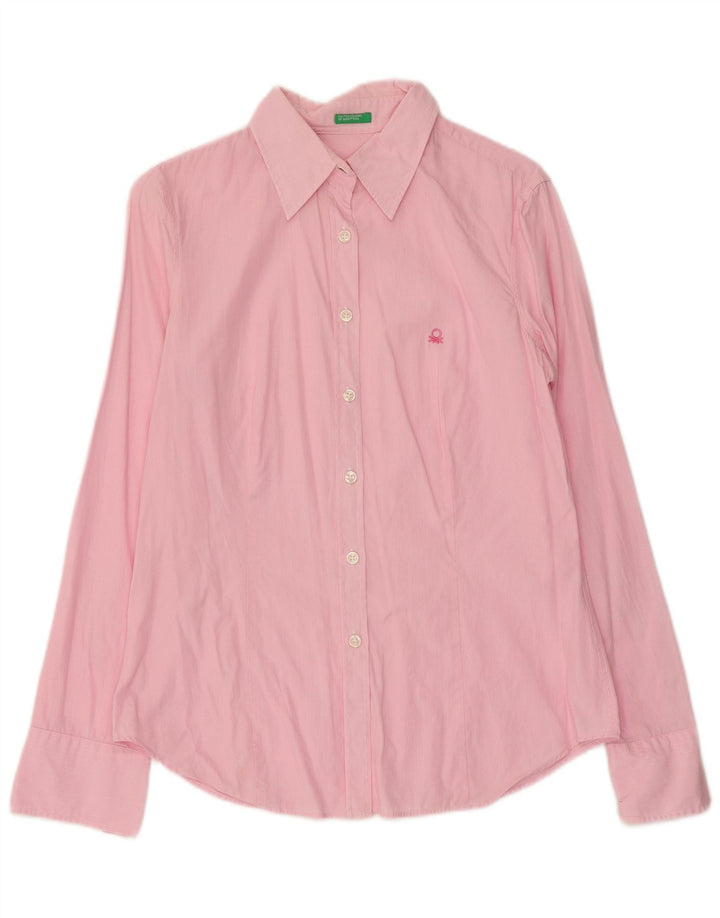 Camisa Benetton Mujer ES 42 Mediano Rosa Rayas