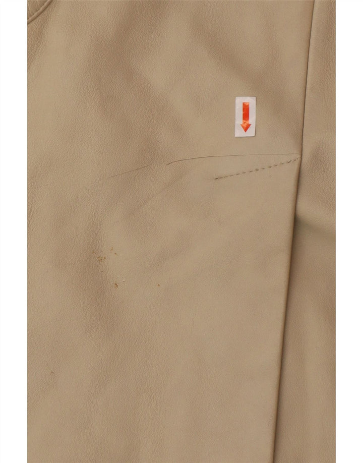 OLLY & CO Abrigo de cuero para mujer UK 10 Small Beige Leather