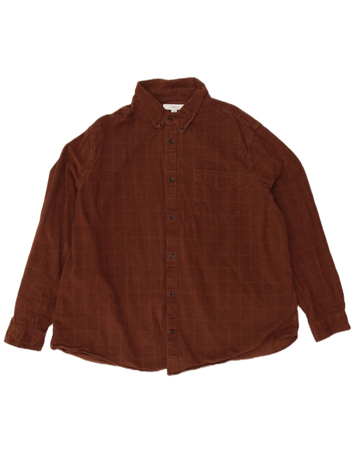 Marks & Spencer Camisa para hombre 3XL Algodón a cuadros marrón