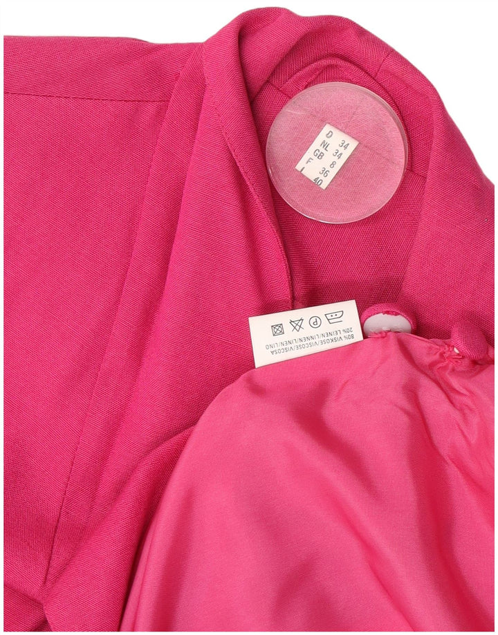 Vintage mujer 3 botones Blazer chaqueta Reino Unido 8 pequeña viscosa rosa