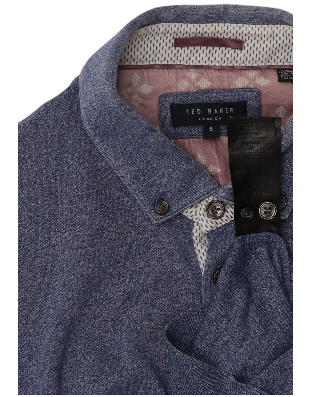 Ted Baker Polo para hombre Talla 5 XL Algodón azul