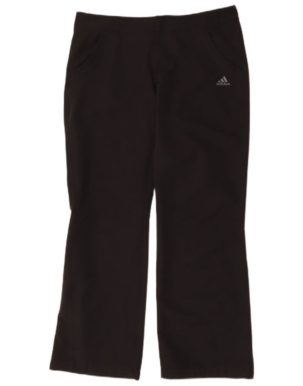 Adidas Pantalones casuales de pierna ancha para mujer UK 14 Large W34 L31 Poliéster negro