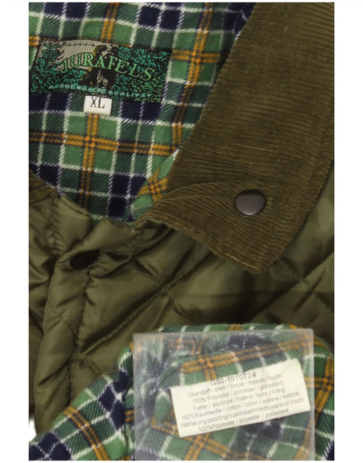 VINTAGE Chaqueta acolchada para hombre Reino Unido 42 XL Poliéster caqui