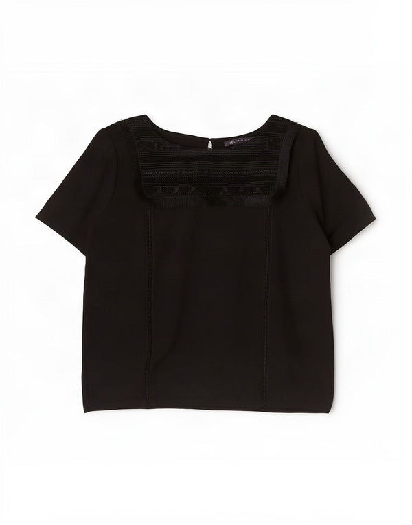 Marks & Spencer Blusa para Mujer Top UK 44 Grande Viscosa Negra