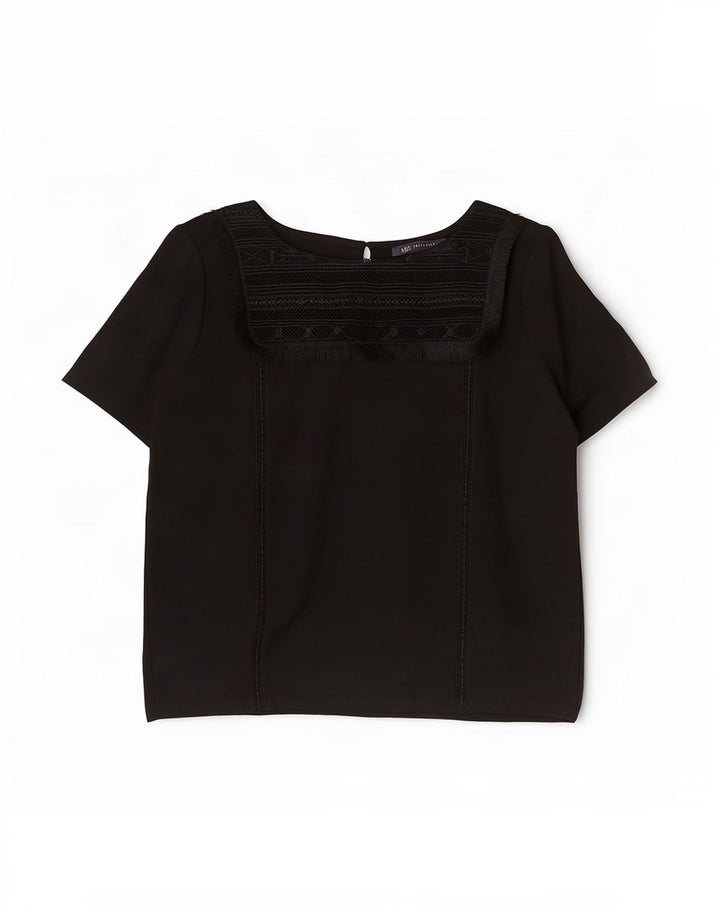 Marks & Spencer Blusa para Mujer Top UK 44 Grande Viscosa Negra