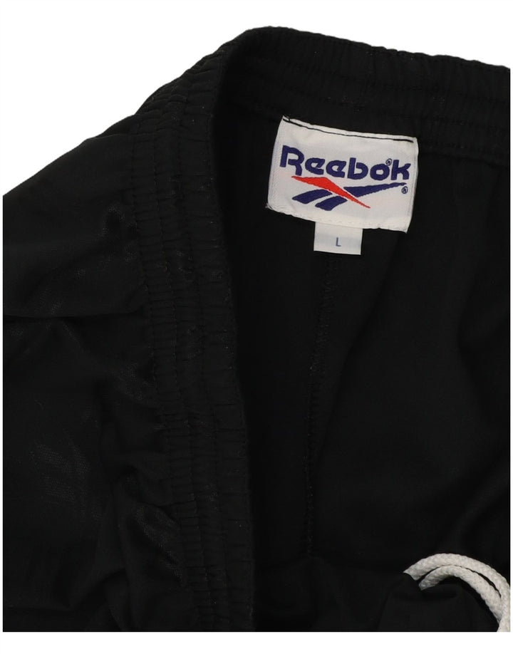 Reebok - Pantalones cortos deportivos para hombre, talla grande, poliéster negro