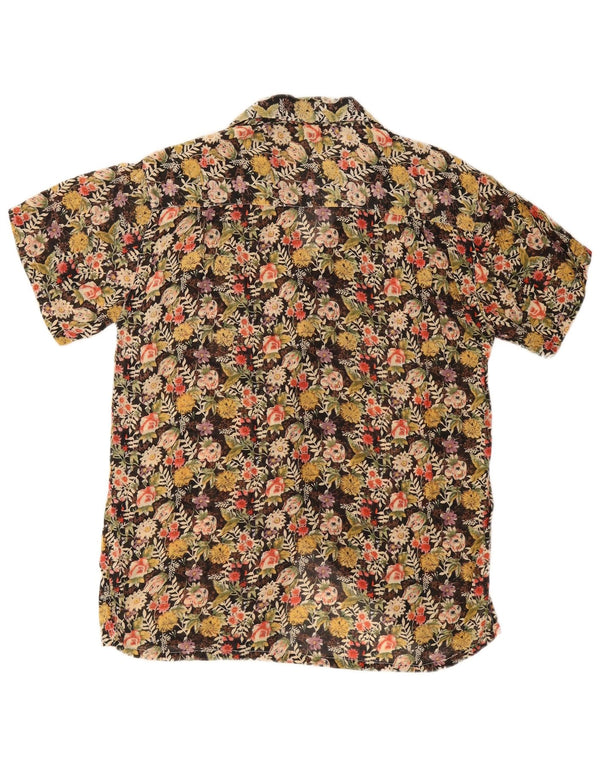 Vintage mujer camisa de manga corta blusa Reino Unido 16 grande multicolor floral