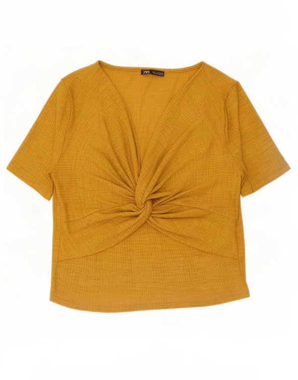 Zara Mujer Blusa Top UK 44 Grande Poliéster Amarillo