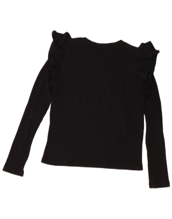 Zara Mujer Crop Top Manga Larga UK 42 Medium Negro