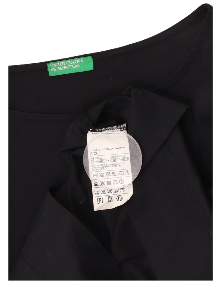 Benetton Blusa Extragrande Mujer UK 40 Small Algodón Negro