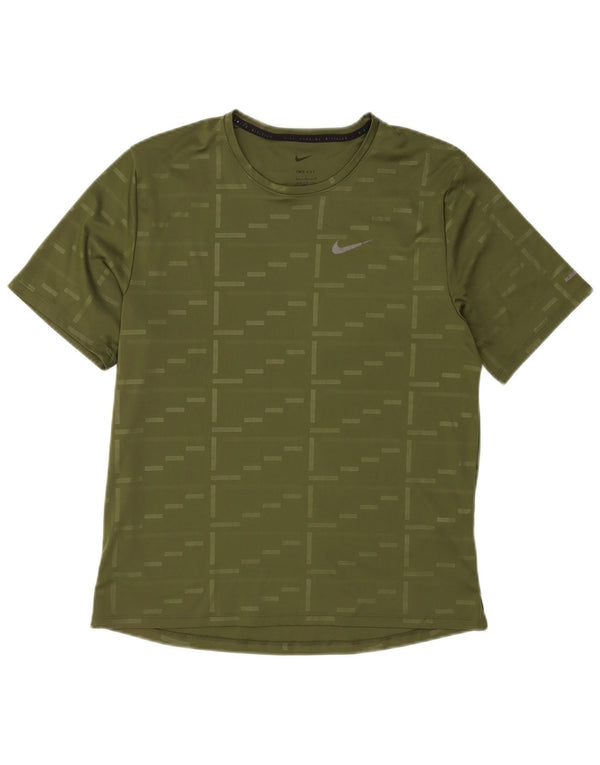 Camiseta Nike Dri Fit para hombre Top grande verde geométrico poliéster