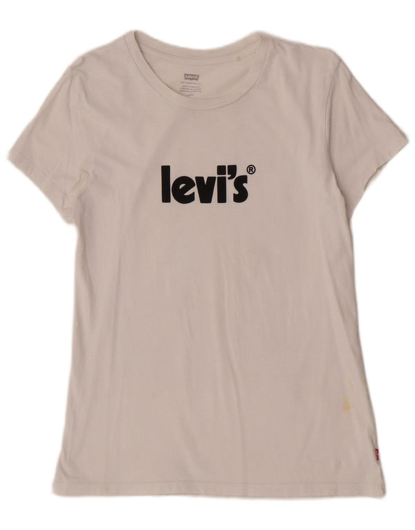 Levi's Camiseta gráfica para mujer Top UK 10 Small White