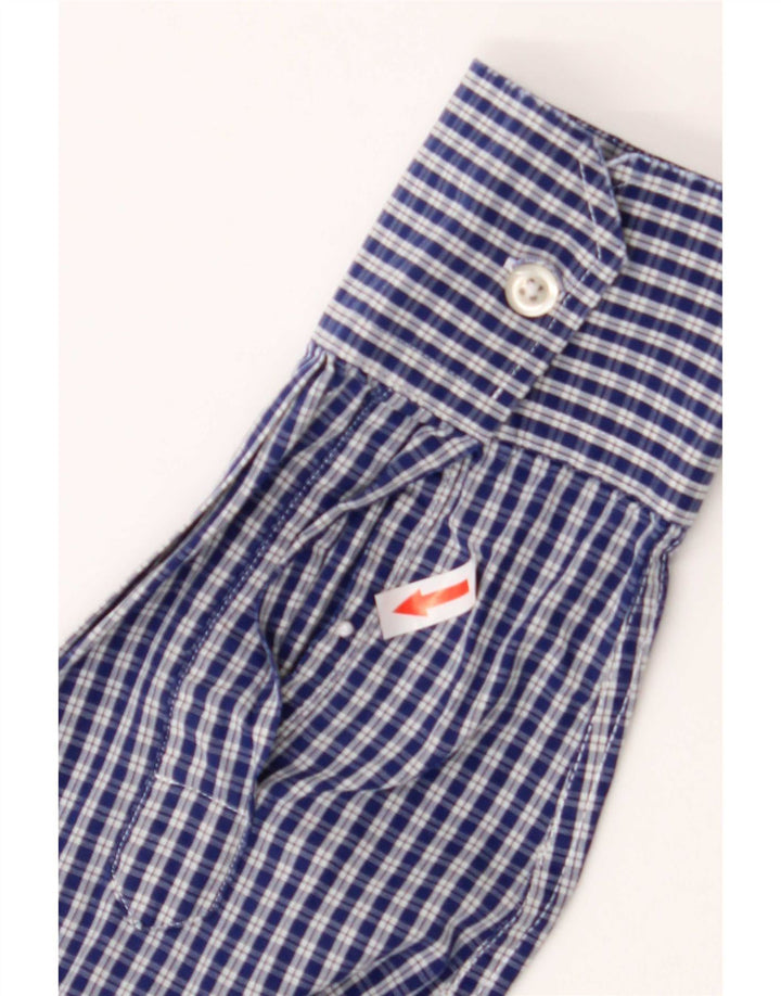 Camisa Benetton Hombre De Algodón A Cuadros Azul Medio