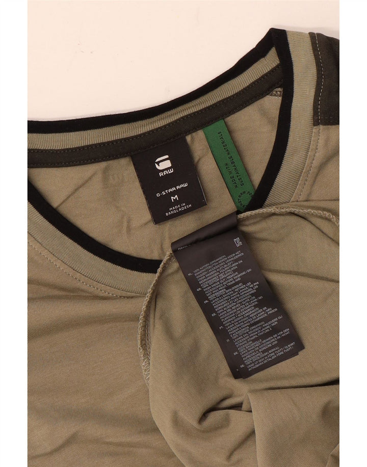 G-Star Hombre Camiseta Top Medium Khaki Colorblock Algodón
