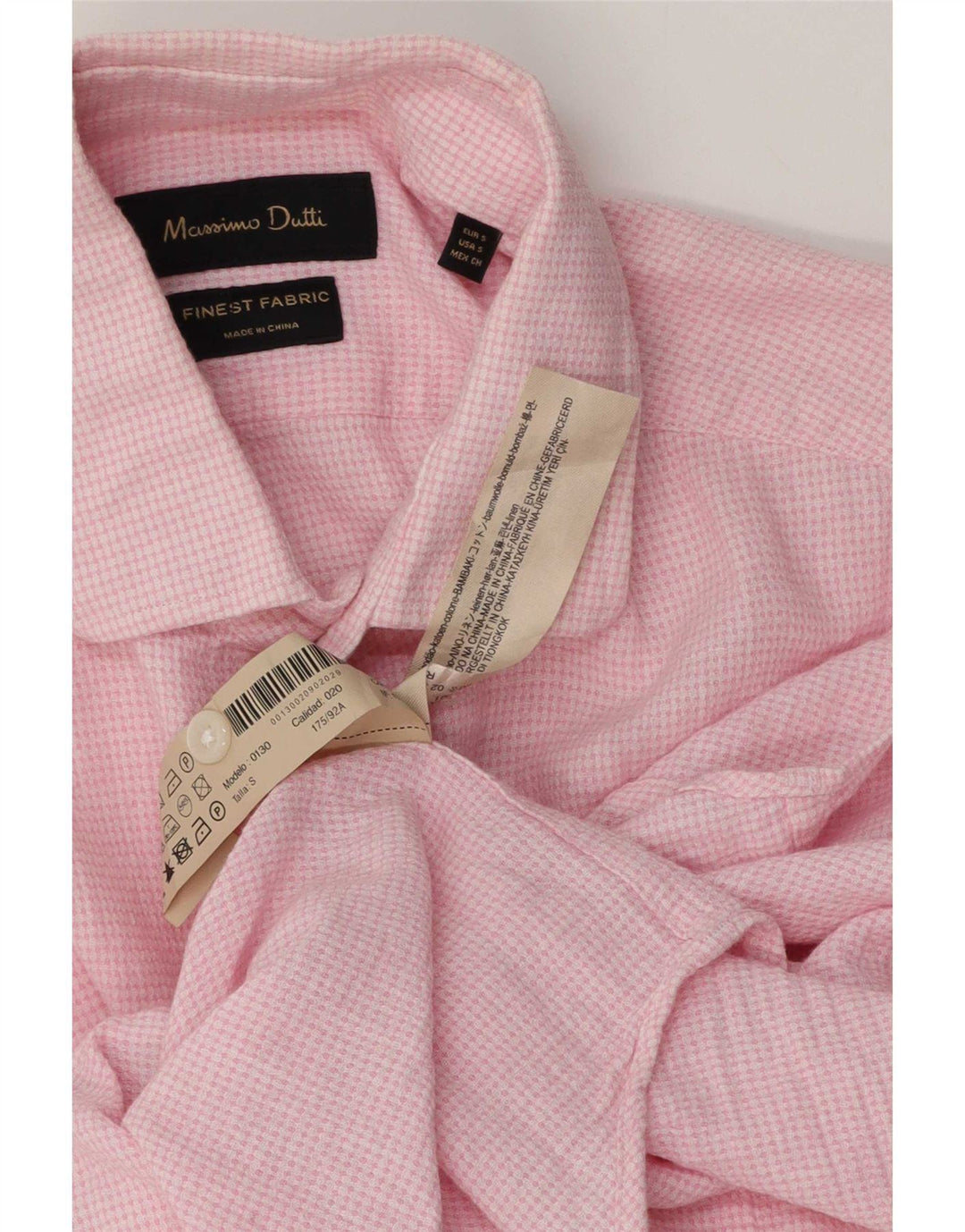 Camisa Massimo Dutti Hombre Small Cuadros Rosa Algodón