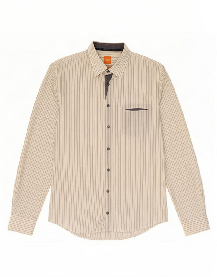 Camisas HUGO BOSS Mujer | Camisa slim fit de algodón a rayas blancas medianas