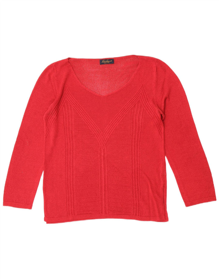 Luisa Spagnoli Suéter tipo jersey de gran tamaño con cuello en V para mujer UK 10 Small Red
