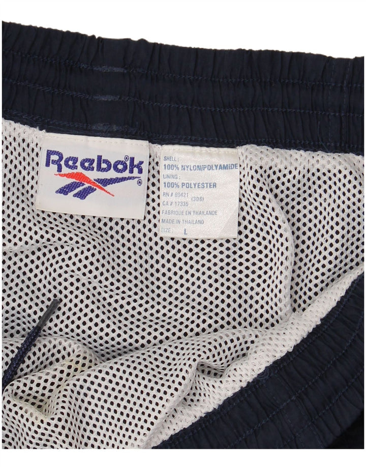 REEBOK Bañador con gráfico para hombre, talla grande, nailon azul marino