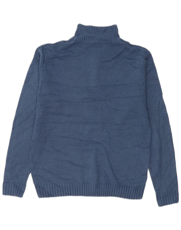 PIERRE CARDIN Mens Zip Neck Jumper Sweater Large Blue Acrylic