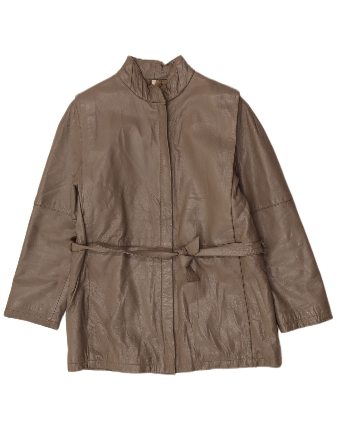 Vintage mujer regular fit chaqueta IT 46 grande gris cuero clásico