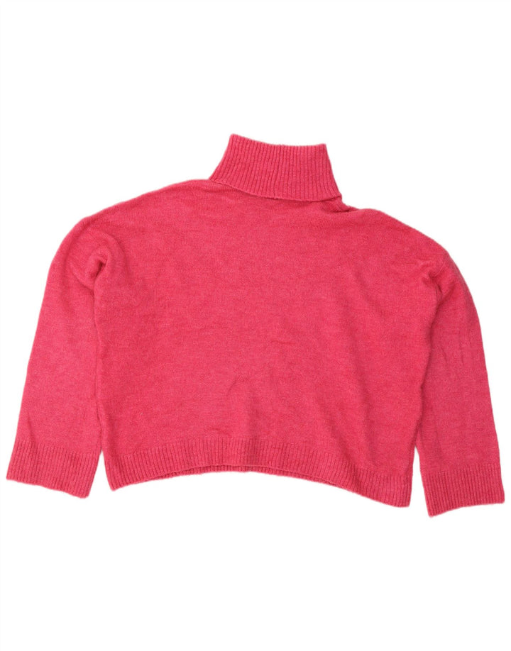 Zara Mujer Crop Oversize Roll Neck Jumper Sweater UK 40 Mediano Rosa