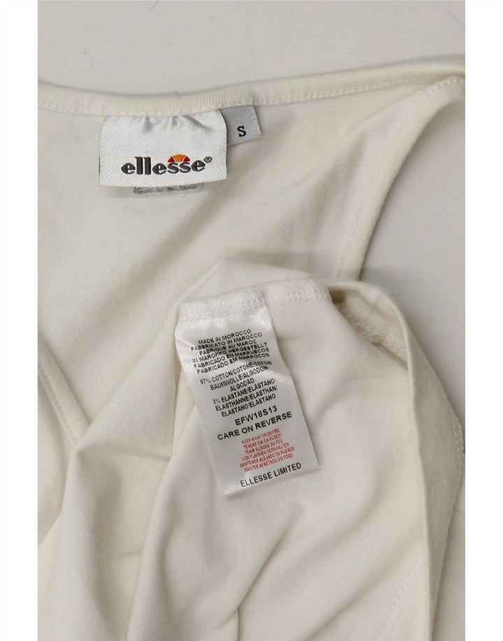 ELLESSE Womens Vest Top UK 8 Small White Cotton