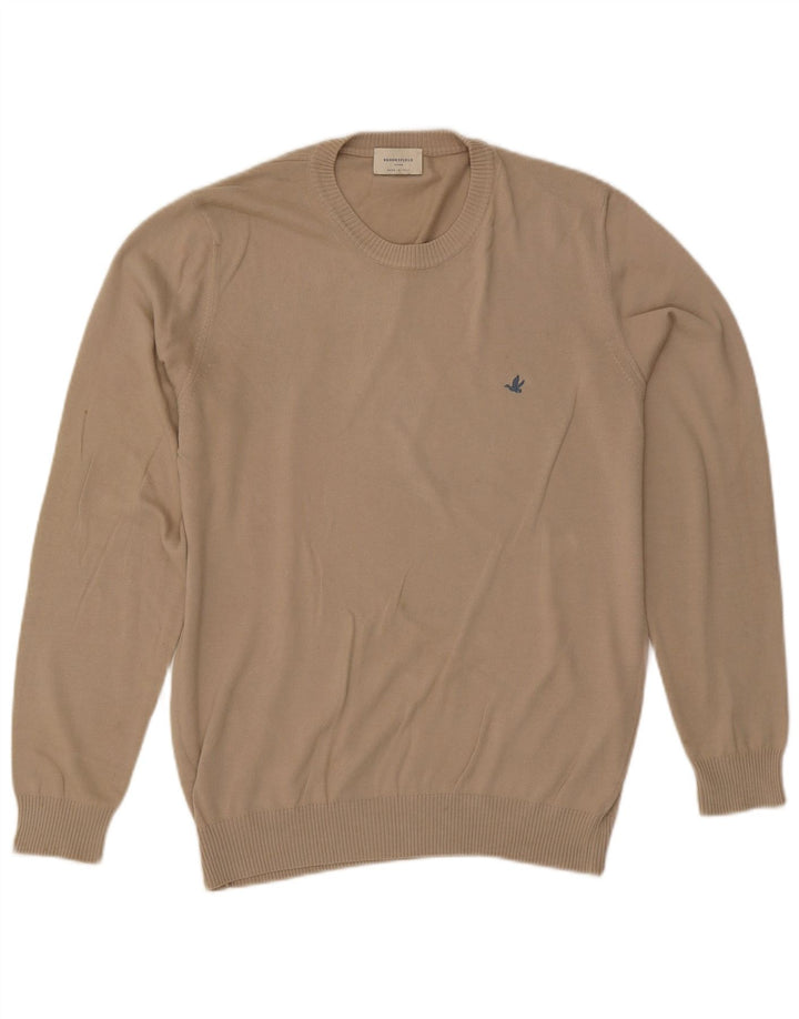 Brooksfield Jersey con cuello redondo para hombre, color beige medio