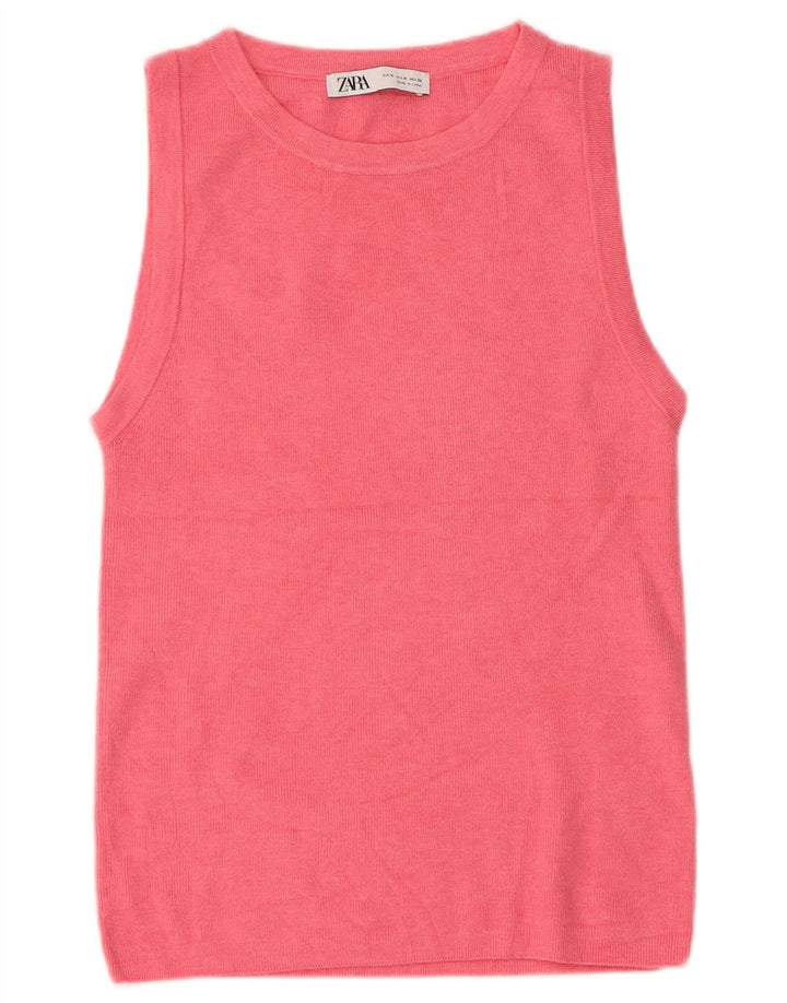 Zara Mujer Chaleco Top UK 12 Medium Rosa Modal