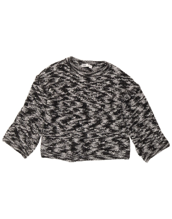 Zara Suéter tipo jersey con cuello barco y manga 3/4 para mujer UK 40 Medium Black Tie Dye