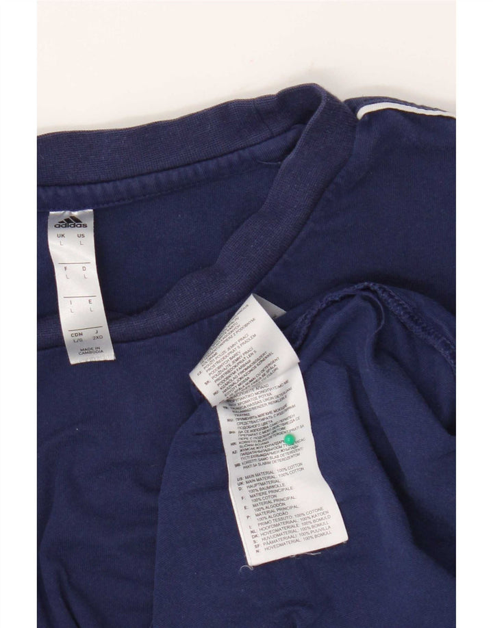 Adidas - Camiseta para hombre, talla grande, color azul marino, algodón