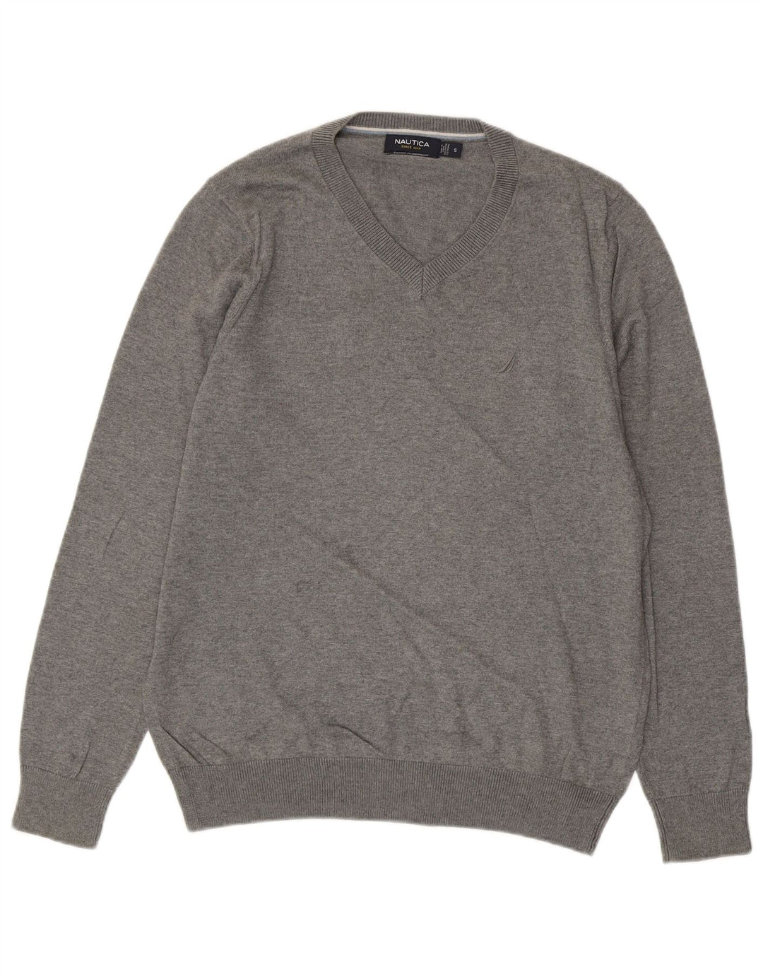 NAUTICA Jersey con Cuello en V para Hombre Small Gris Algodón