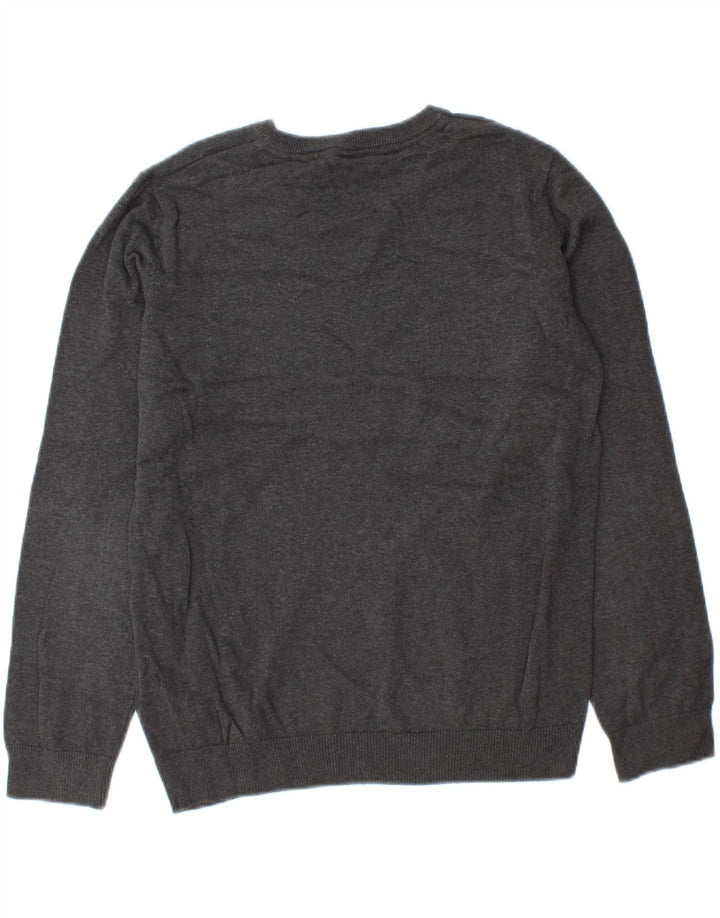 MARKS & SPENCER Boys V-Neck Jumper Sweater 14-15 Years Grey Cotton Vintage Marks & Spencer and Second-Hand Marks & Spencer from Messina Hembry 