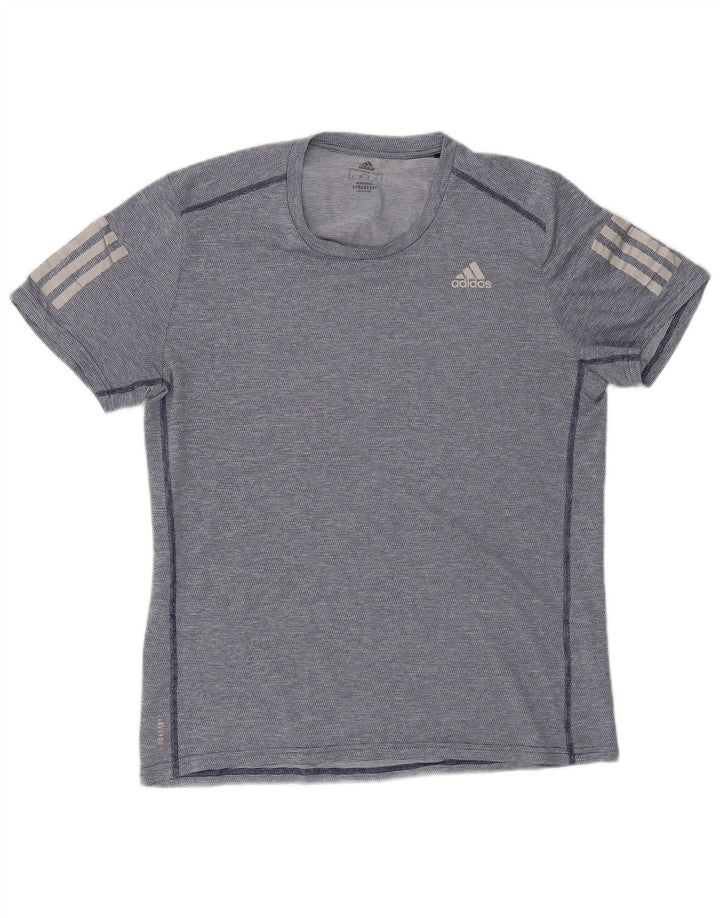 Adidas Hombre Aeroready Camiseta Top Medio Azul Marino Rayas Poliéster