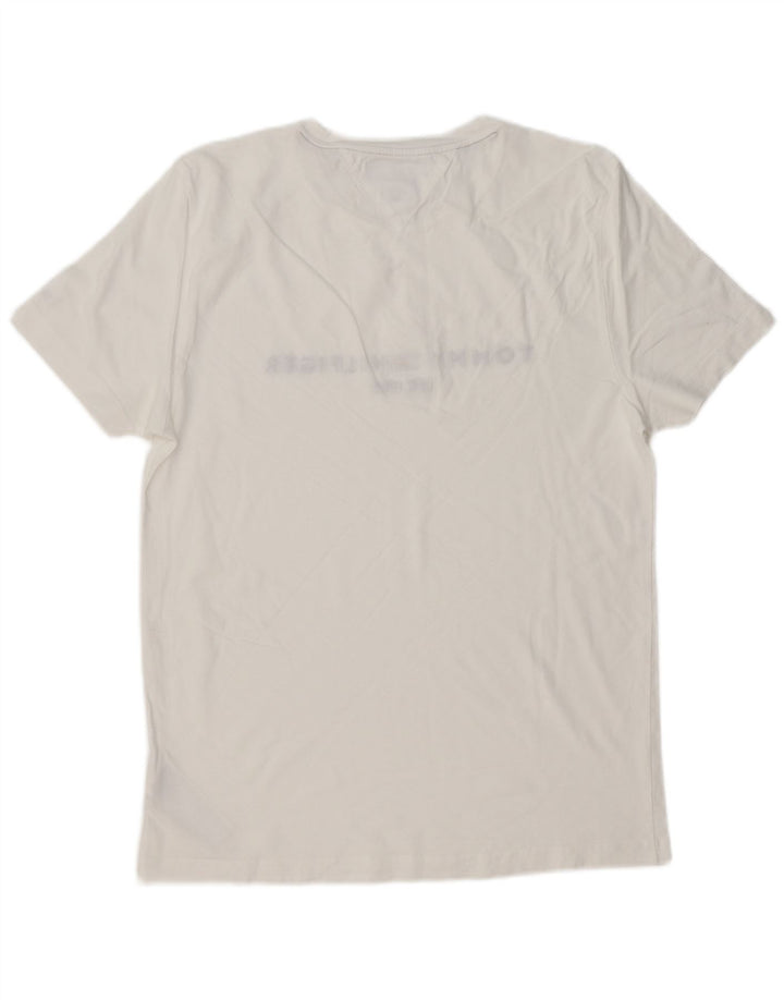 TOMMY HILFIGER Camiseta estampada ajustada para hombre Top grande de algodón blanco