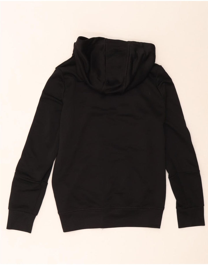 Adidas - Sudadera con capucha para mujer con cremallera gráfica, talla 40, poliéster negro mediano