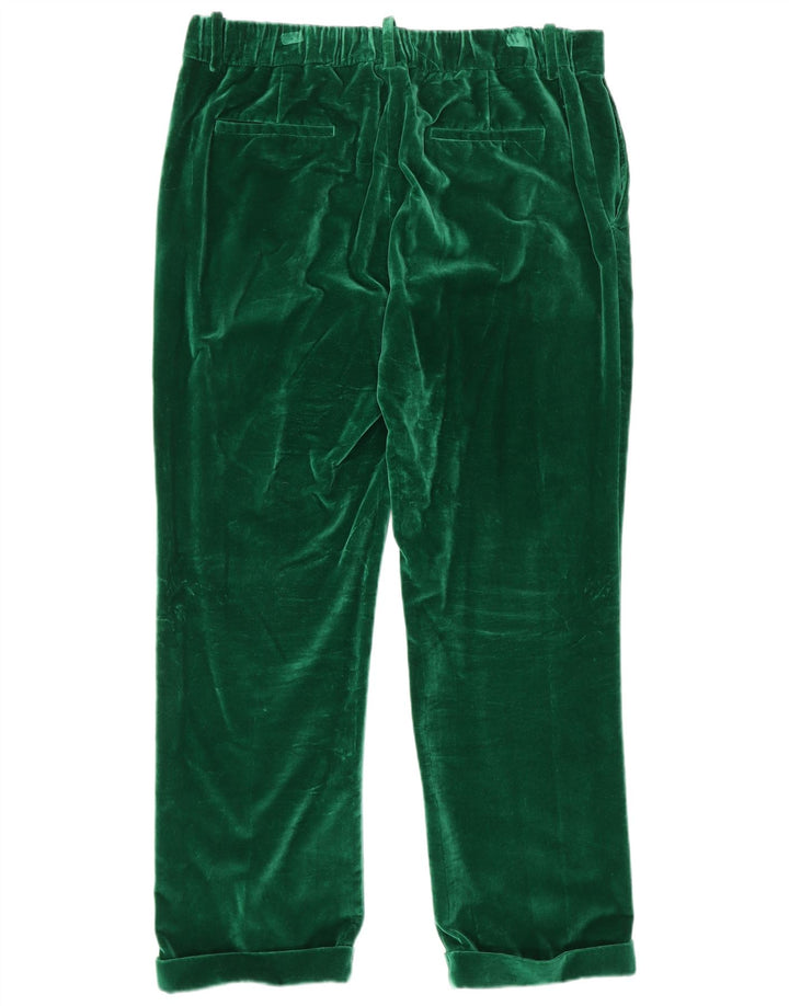 Zara Mujer Pantalón Capri Terciopelo XL W32 L23 Verde