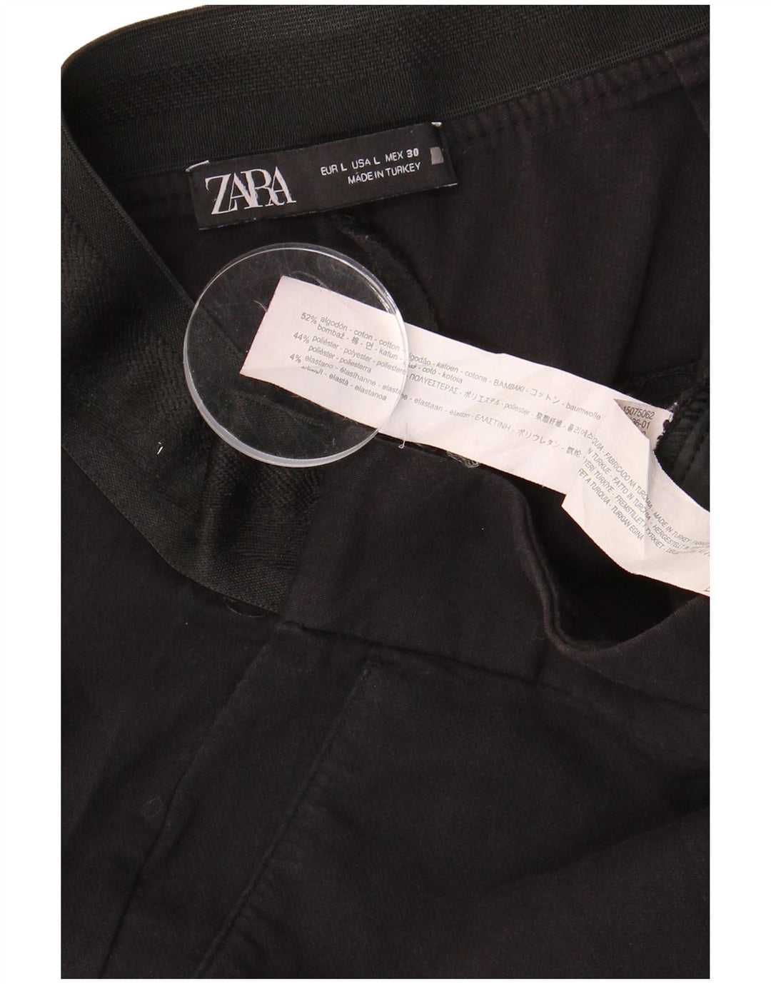 Zara Mujer Slim Chino Pantalón Grande W32 L27 Algodón Negro