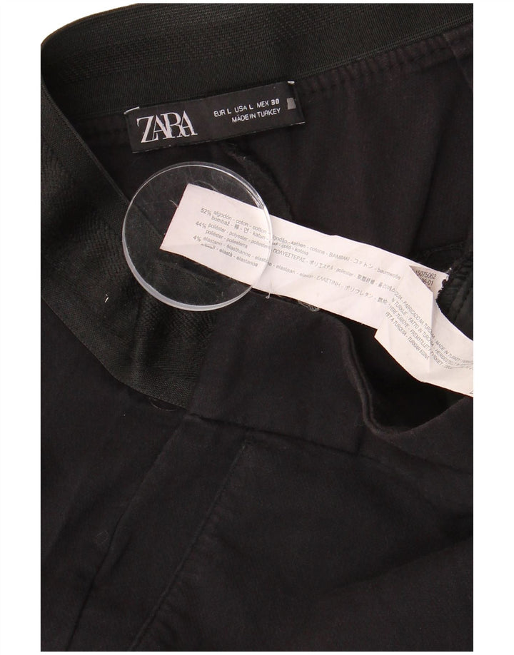 Zara Mujer Slim Chino Pantalón Grande W32 L27 Algodón Negro