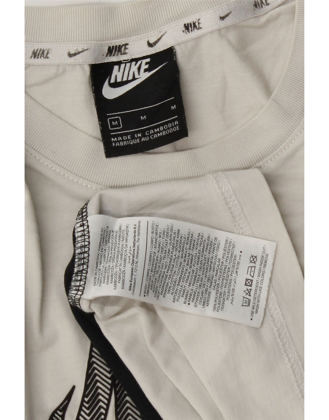 Nike Camiseta gráfica para hombre, parte superior mediana de algodón con bloques de color blanco