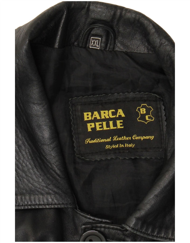 VINTAGE Chaqueta de cuero para hombre Reino Unido 44 2XL Cuero negro